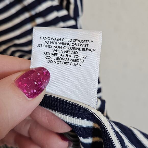 Modcloth In Every Direction Knit Tank Top Navy White Striped Women's Size XXS - Picture 8 of 9